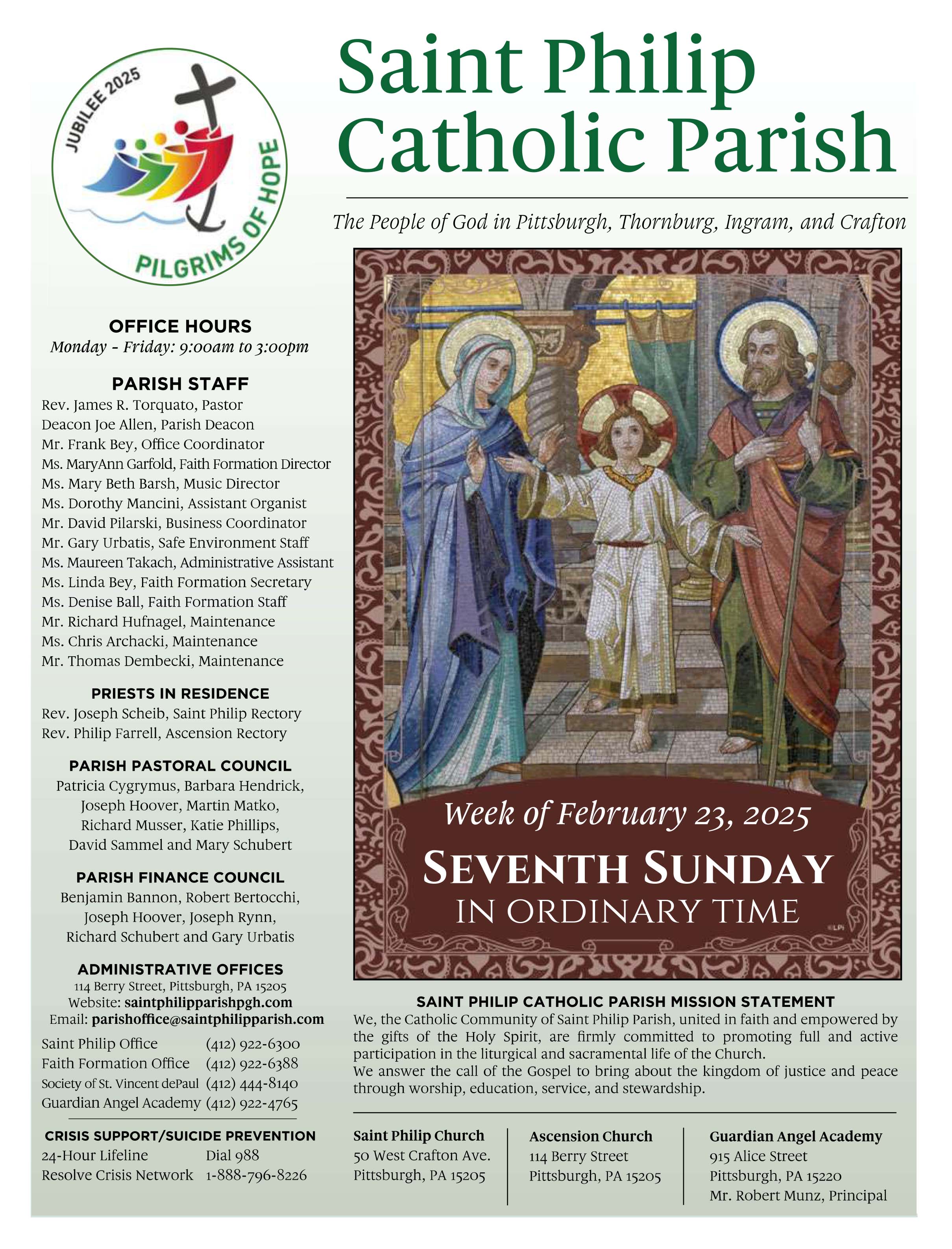 Saint Philip Parish Bulletin for the week of 02/23/2025